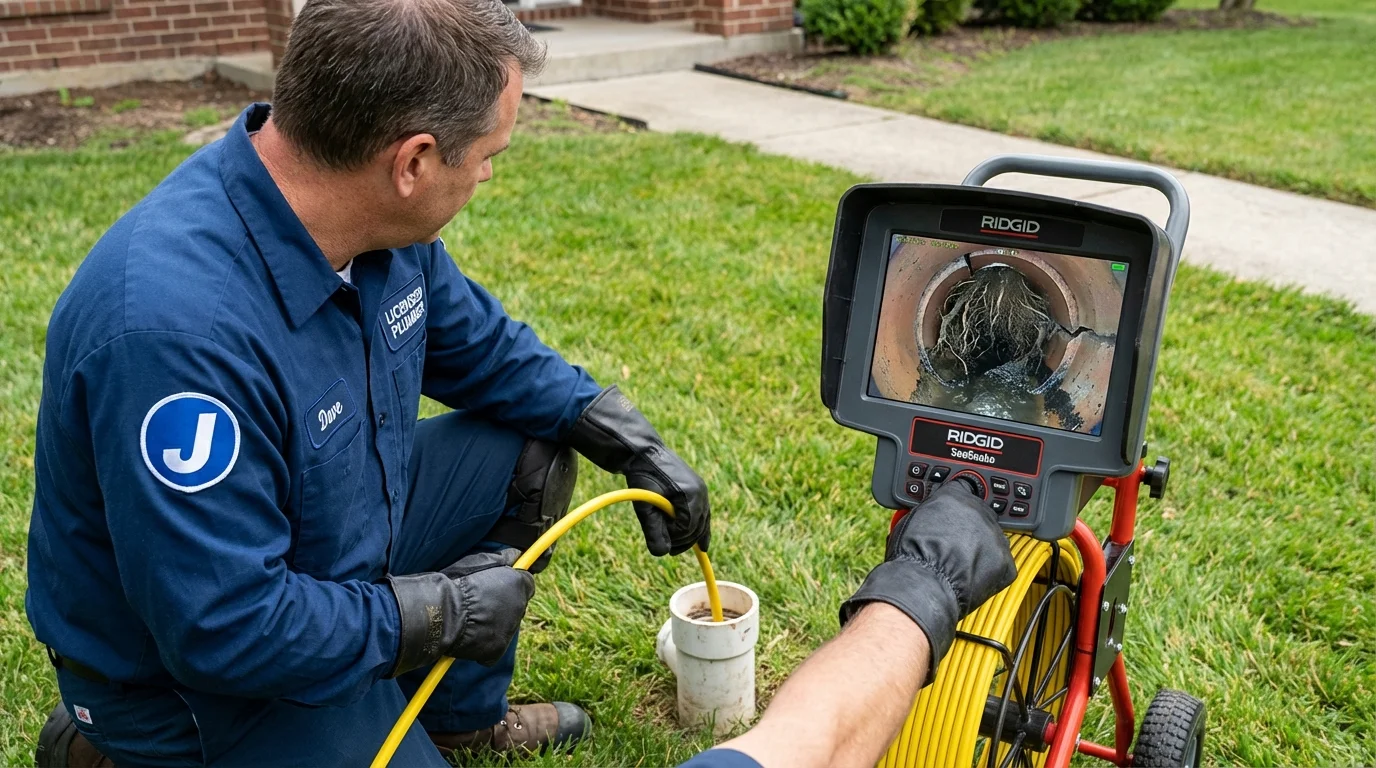 Sewer camera inspection being performed by Johns Plumbing LLC in Enterprise