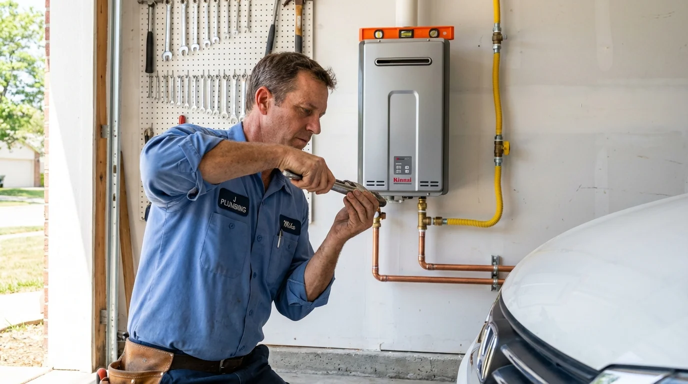 Tankless water heater installation by a Johns Plumbing LLC plumber in Enterprise