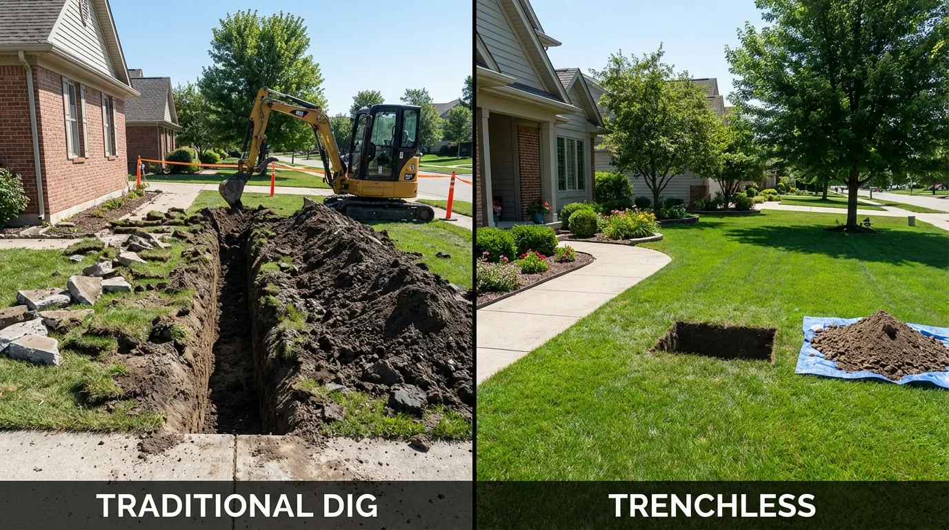 Trenchless sewer repair with minimal yard damage versus traditional excavation in Enterprise, OR